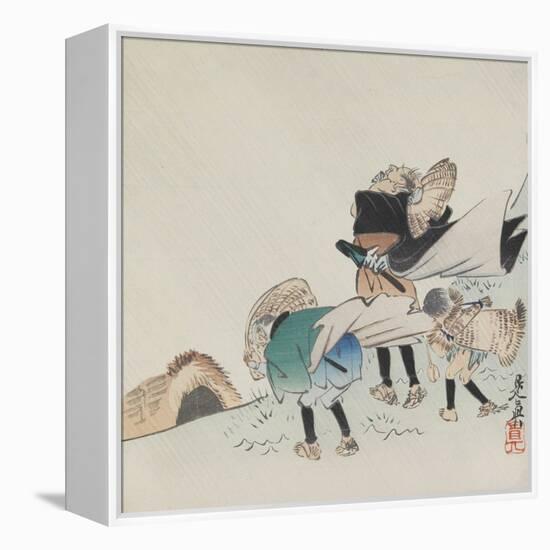 Travelers in a Storm-Shibata Zeshin-Framed Premier Image Canvas