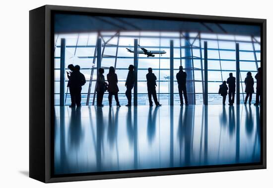 Travelers Silhouettes at Airport,Beijing-06photo-Framed Premier Image Canvas