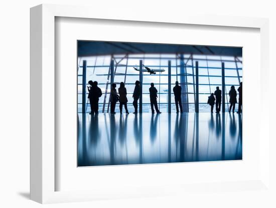 Travelers Silhouettes at Airport,Beijing-06photo-Framed Photographic Print