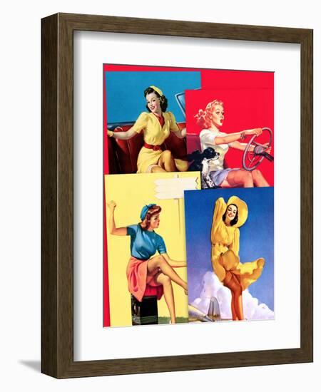 Traveling Pin-Ups-Piddix-Framed Art Print