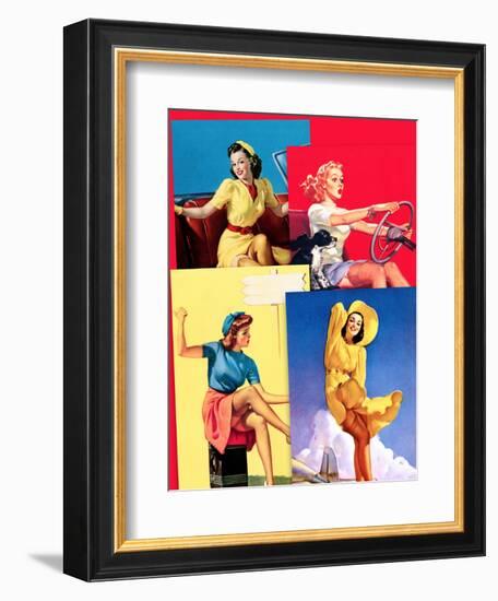 Traveling Pin-Ups-Piddix-Framed Art Print