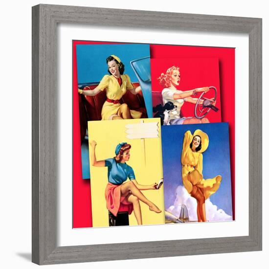 Traveling Pin-Ups-Piddix-Framed Art Print