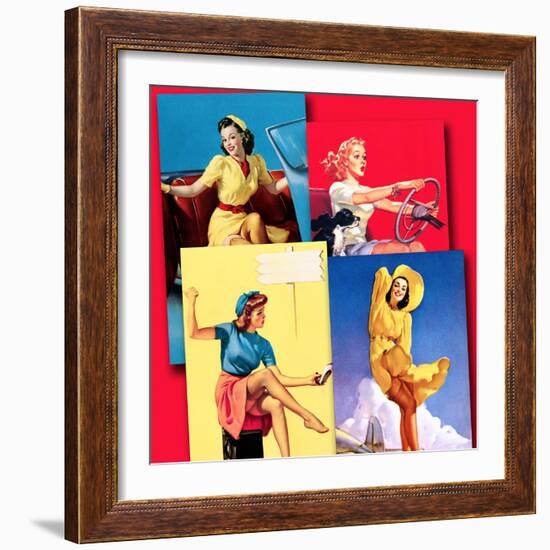 Traveling Pin-Ups-Piddix-Framed Art Print