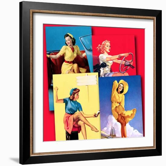 Traveling Pin-Ups-Piddix-Framed Art Print