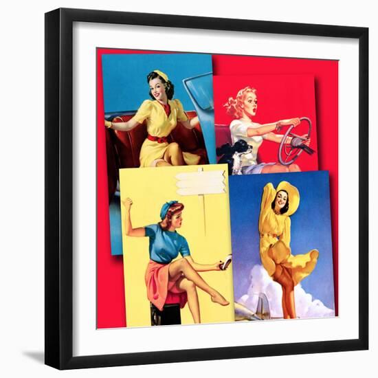 Traveling Pin-Ups-Piddix-Framed Art Print