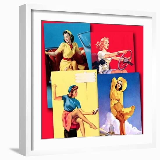 Traveling Pin-Ups-Piddix-Framed Art Print