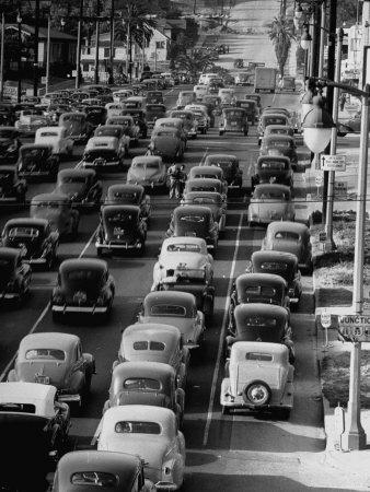 Traveling Through Rush Hour Traffic In Downtown Los Angeles Photographic Print By Loomis Dean Art Com