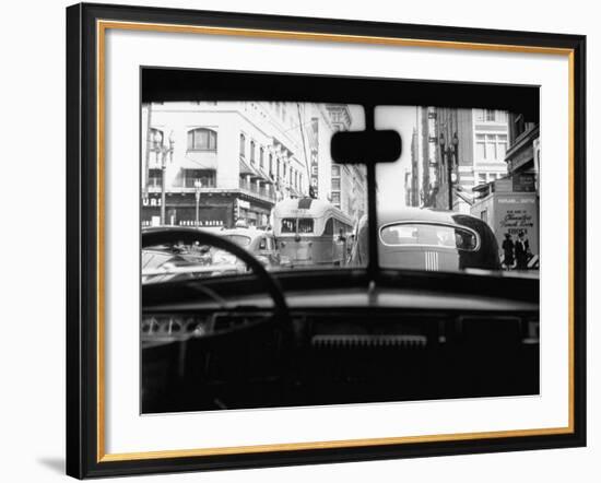 Traveling Through Rush Hour Traffic in Downtown Los Angeles-Loomis Dean-Framed Photographic Print