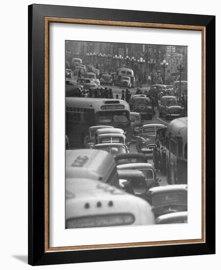 Traveling Through Rush Hour Traffic in Downtown Los Angeles-Loomis Dean-Framed Photographic Print