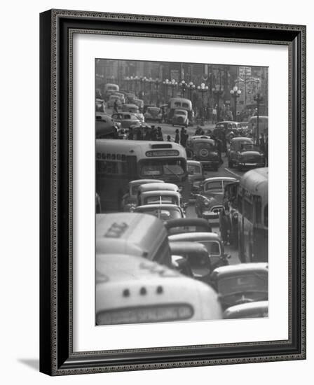 Traveling Through Rush Hour Traffic in Downtown Los Angeles-Loomis Dean-Framed Photographic Print