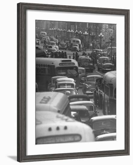 Traveling Through Rush Hour Traffic in Downtown Los Angeles-Loomis Dean-Framed Photographic Print