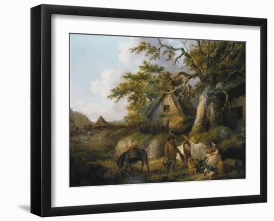 Travellers at Rest Beside a Row of Cottages, 1792-Canaletto-Framed Giclee Print