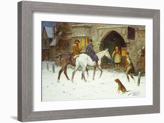 Travellers Entering the Courtyard of an Inn in Winter-George Wright-Framed Giclee Print