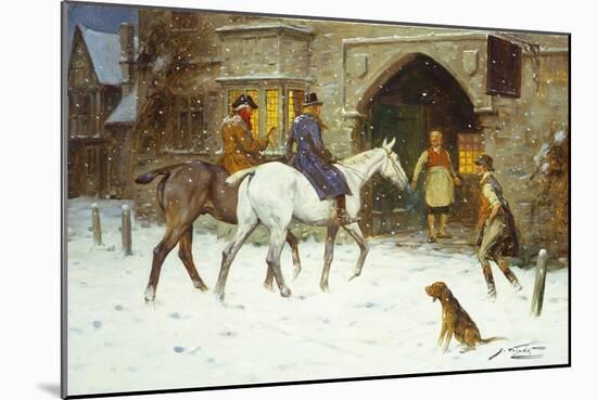 Travellers Entering the Courtyard of an Inn in Winter-George Wright-Mounted Giclee Print