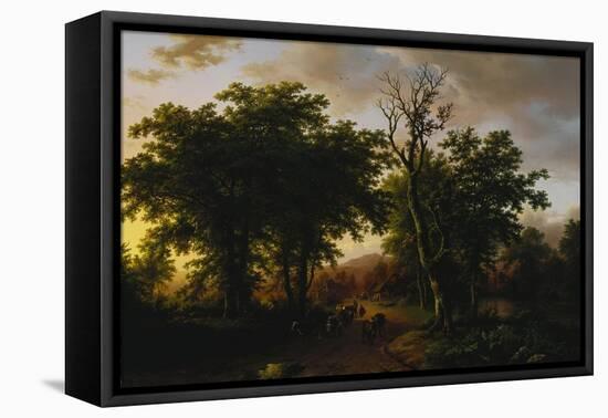 Travellers on a Path at Sunset-Barend Cornelis Koekkoek-Framed Premier Image Canvas