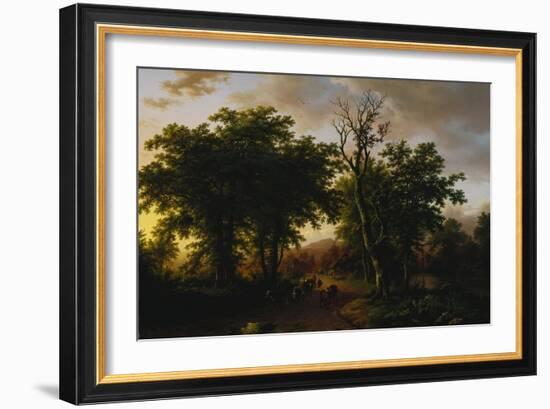 Travellers on a Path at Sunset-Barend Cornelis Koekkoek-Framed Giclee Print