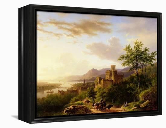 Travellers on a Path in an Extensive Rhineland Landscape-Barend Cornelis Koekkoek-Framed Premier Image Canvas