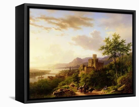 Travellers on a Path in an Extensive Rhineland Landscape-Barend Cornelis Koekkoek-Framed Premier Image Canvas