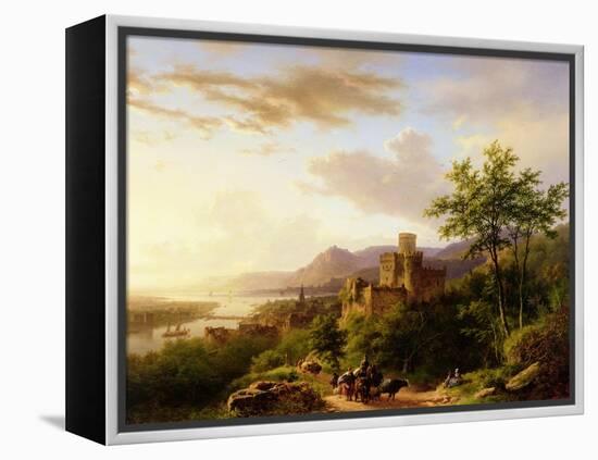 Travellers on a Path in an Extensive Rhineland Landscape-Barend Cornelis Koekkoek-Framed Premier Image Canvas