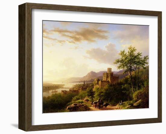 Travellers on a Path in an Extensive Rhineland Landscape-Barend Cornelis Koekkoek-Framed Giclee Print