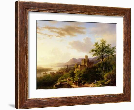 Travellers on a Path in an Extensive Rhineland Landscape-Barend Cornelis Koekkoek-Framed Giclee Print