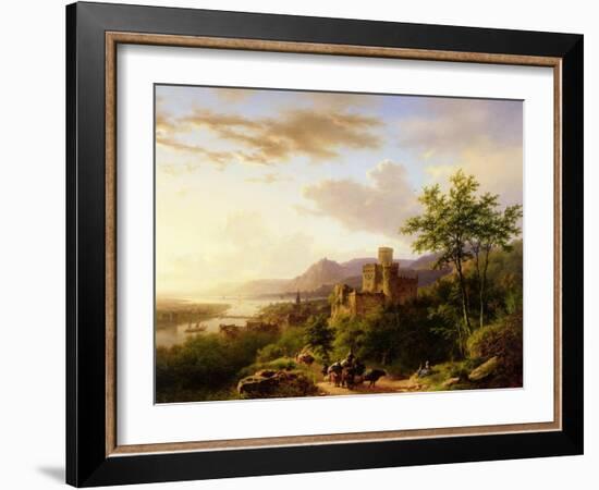 Travellers on a Path in an Extensive Rhineland Landscape-Barend Cornelis Koekkoek-Framed Giclee Print