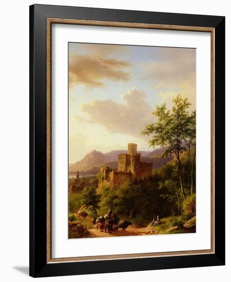 Travellers on a Path in an Extensive Rhineland Landscape-Barend Cornelis Koekkoek-Framed Giclee Print