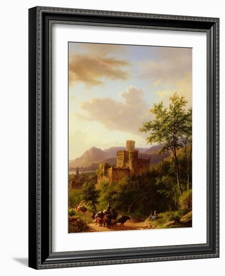 Travellers on a Path in an Extensive Rhineland Landscape-Barend Cornelis Koekkoek-Framed Giclee Print