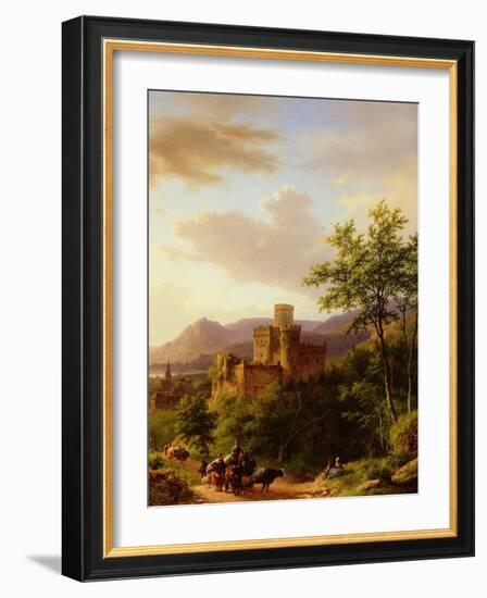 Travellers on a Path in an Extensive Rhineland Landscape-Barend Cornelis Koekkoek-Framed Giclee Print