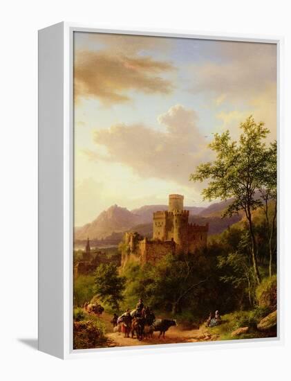 Travellers on a Path in an Extensive Rhineland Landscape-Barend Cornelis Koekkoek-Framed Premier Image Canvas