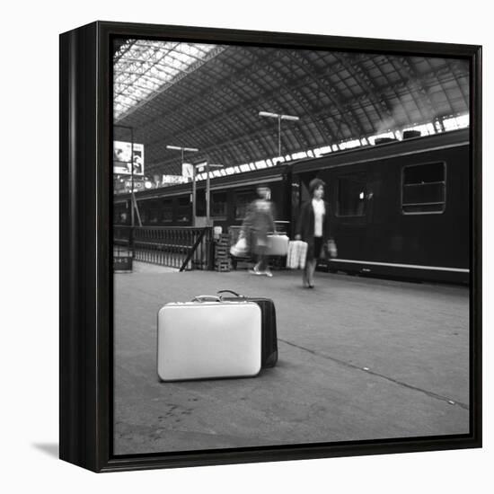 Travellers on a Platform, Centraal Station, Amsterdam, Netherlands, 1963-Michael Walters-Framed Stretched Canvas