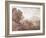 Travellers on a Road Above a River, 1821 (Brown Wash over Graphite on Paper)-John Martin-Framed Giclee Print