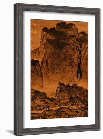 Travelling Among Streams and Mountains, Hanging Scroll, Ink on Silk, c. 1000, China-Ku'an Fan-Framed Giclee Print