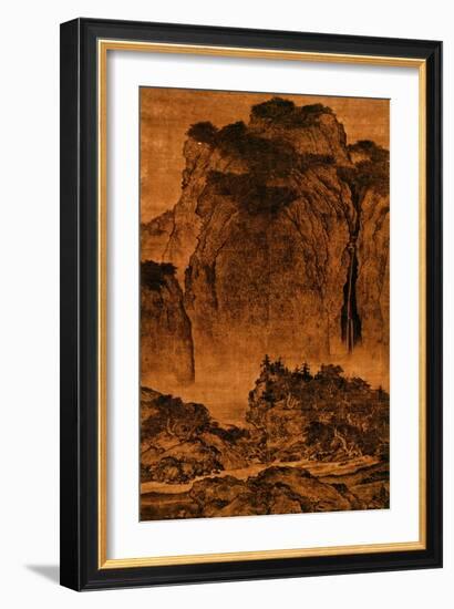 Travelling Among Streams and Mountains, Hanging Scroll, Ink on Silk, c. 1000, China-Ku'an Fan-Framed Giclee Print