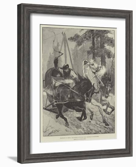 Travelling in Siberia, Mail-Sledge on the Road from Yeniseisk to Krasnoiarsk-null-Framed Premium Giclee Print