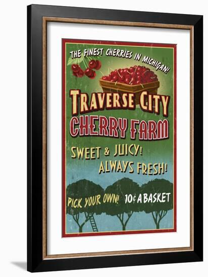 Traverse City, Michigan - Cherry Farm-Lantern Press-Framed Art Print