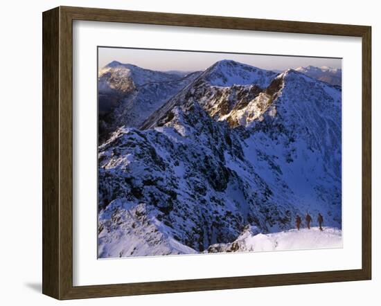 Traversing the Aonach Eagach Ridge Above Glencoe, Scottish Highlands-Paul Harris-Framed Photographic Print