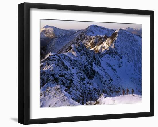 Traversing the Aonach Eagach Ridge Above Glencoe, Scottish Highlands-Paul Harris-Framed Photographic Print