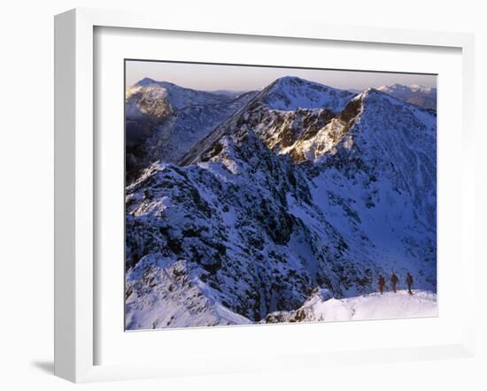 Traversing the Aonach Eagach Ridge Above Glencoe, Scottish Highlands-Paul Harris-Framed Photographic Print