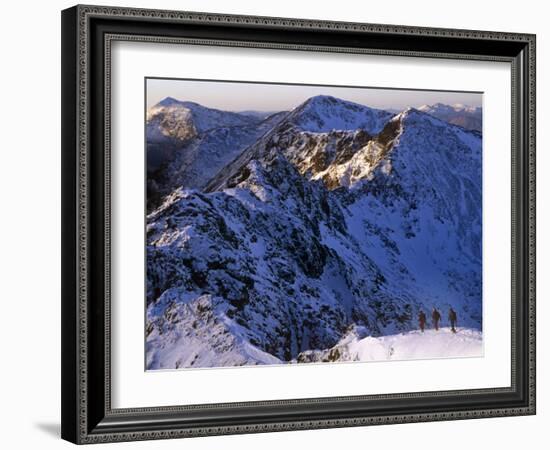 Traversing the Aonach Eagach Ridge Above Glencoe, Scottish Highlands-Paul Harris-Framed Photographic Print