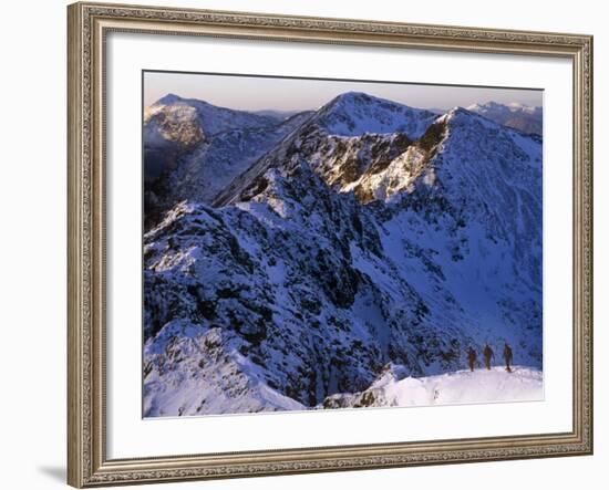 Traversing the Aonach Eagach Ridge Above Glencoe, Scottish Highlands-Paul Harris-Framed Photographic Print