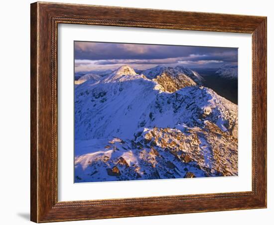 Traversing the Aonach Eagach Ridge Above Glencoe, Scottish Highlands-Paul Harris-Framed Photographic Print