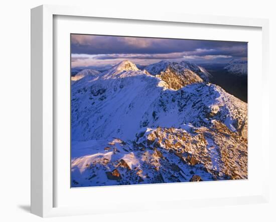 Traversing the Aonach Eagach Ridge Above Glencoe, Scottish Highlands-Paul Harris-Framed Photographic Print