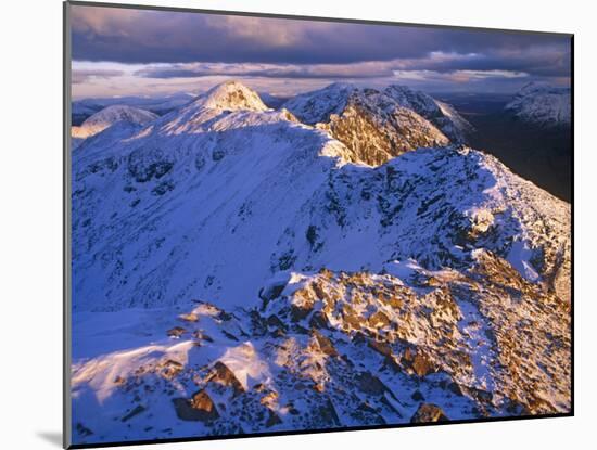 Traversing the Aonach Eagach Ridge Above Glencoe, Scottish Highlands-Paul Harris-Mounted Photographic Print