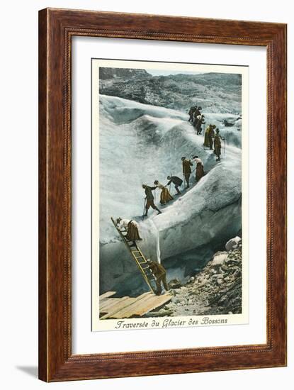 Traversing the Bossons Glacier, French Alps-null-Framed Art Print