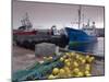 Trawler and Fishing Nets in Toftir Harbour, Toftir, Eysturoy-Patrick Dieudonne-Mounted Photographic Print