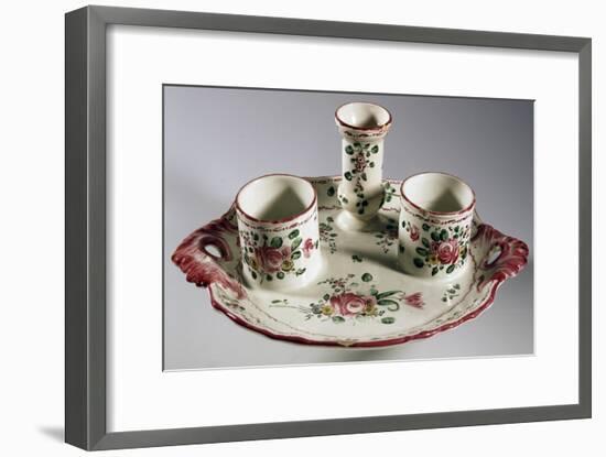 Tray for Inkwell Holder, Duster and Pens, Decorated with Bouquets and Roses, Majolica-null-Framed Giclee Print