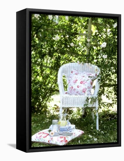 Tray of Coffee and Lemonade on a Cushion in Grass-Alena Hrbkova-Framed Premier Image Canvas