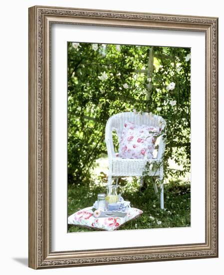 Tray of Coffee and Lemonade on a Cushion in Grass-Alena Hrbkova-Framed Photographic Print