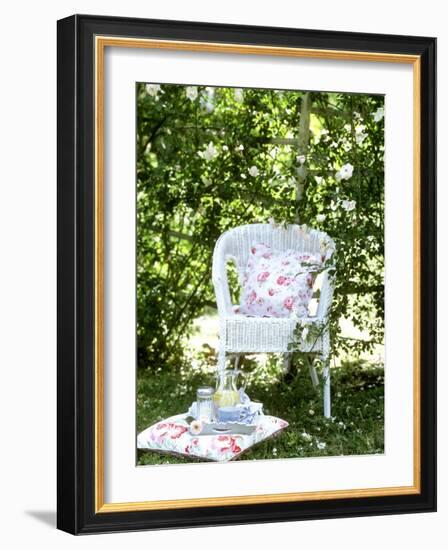 Tray of Coffee and Lemonade on a Cushion in Grass-Alena Hrbkova-Framed Photographic Print